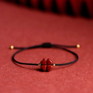 bracelet trefle porte bonheur cherry red