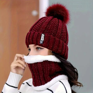 ensemble bonnet et tour de cou red cherry bouly