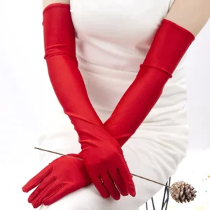 Gants longs satin cerise OPERA