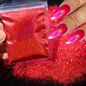 Poudre à Ongles Brillante dans le Noir CHERRY RED