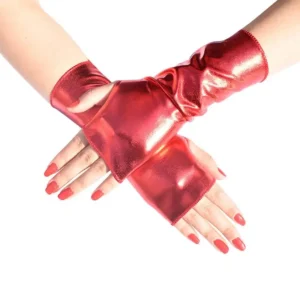 Gants sans doigts en cuir PU cerise CELINE