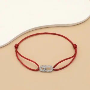 Bracelet tissé en corde cerise MARLENE