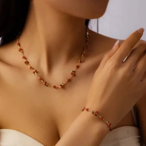 Ensemble de bracelets avec pendentif cerise SAMARY